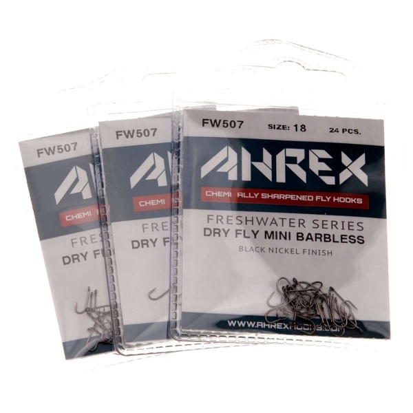 Ahrex Fw507 Dry Fly Mini Hook Barbless #20 Trout Fly Tying Hooks